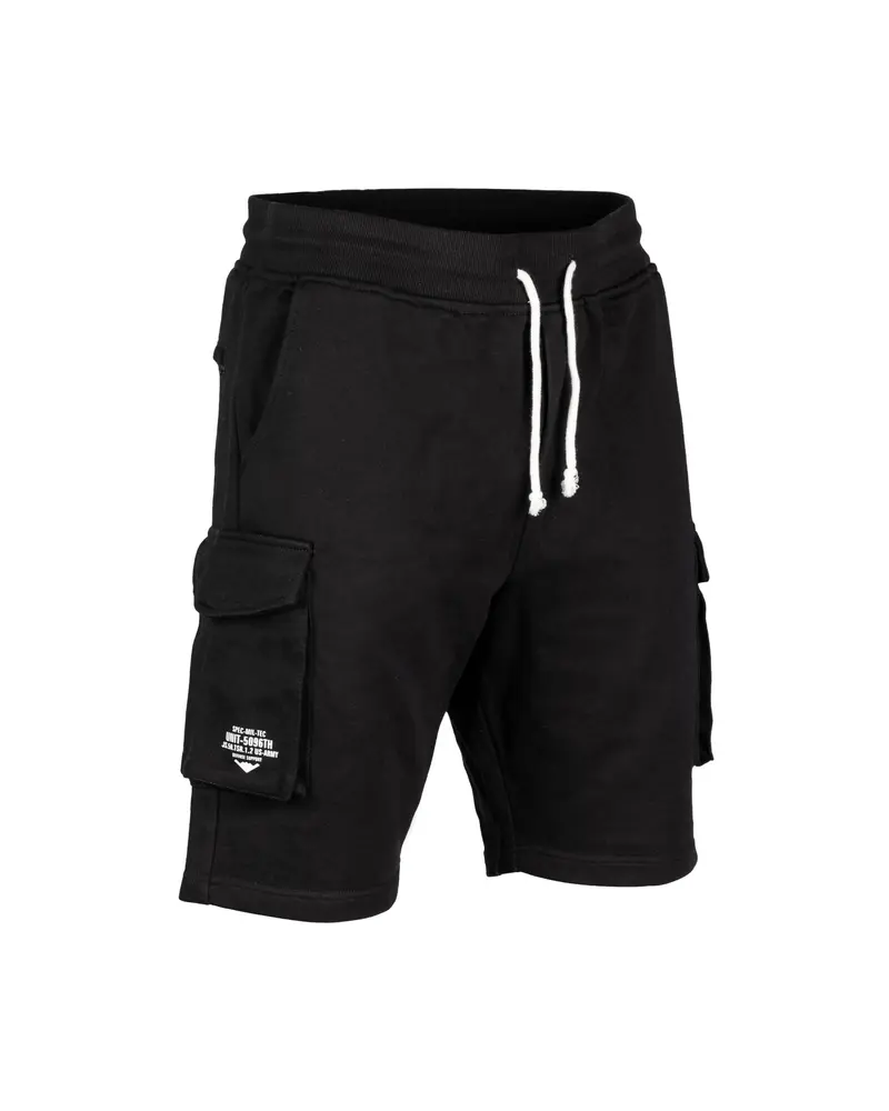 Mil-Tec US Sweatshorts Cotton Negro - Pantalón Corto Táctico de Algodón