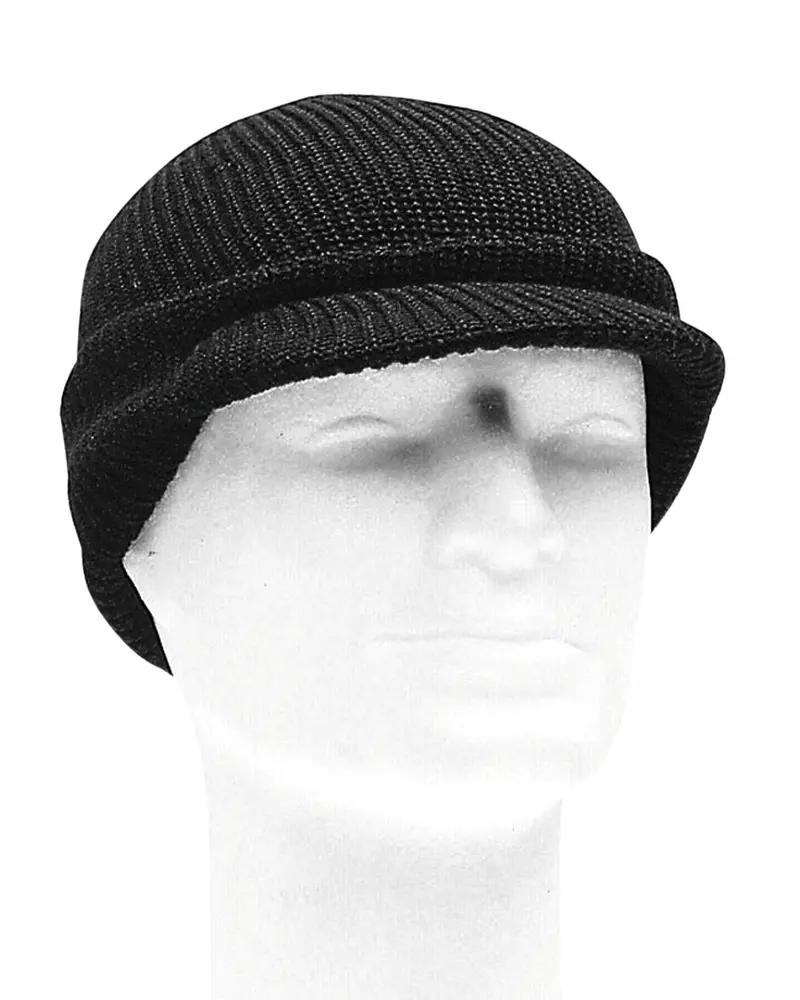 Mil-Tec US Watch Cap Gorro Militar con Visera Poliacrílico Negro