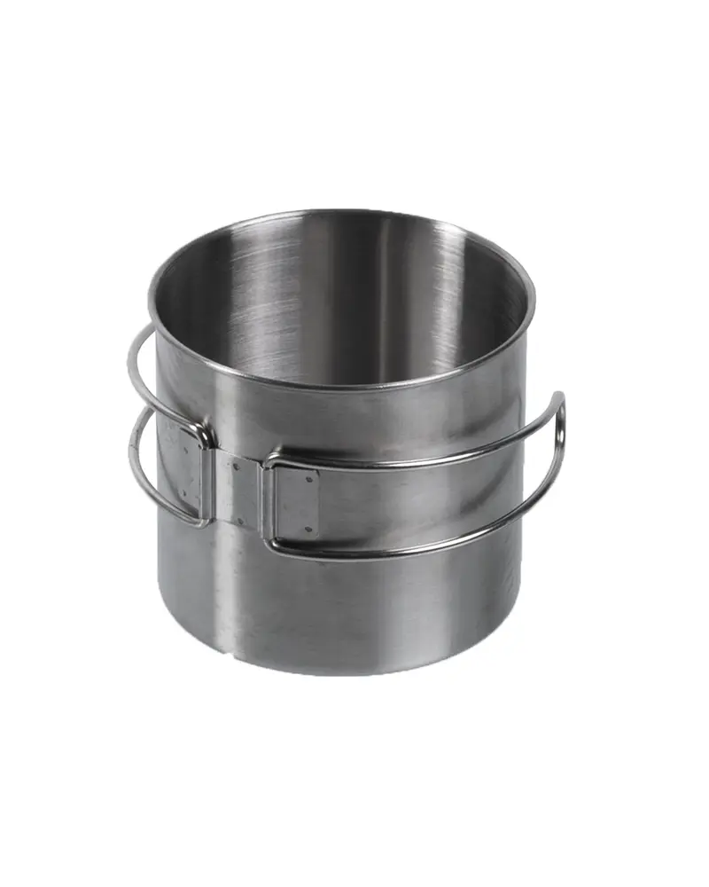 Mil-Tec Vaso Acero Inoxidable 600ml con Asas de Alambre - Ultraligero para Camping