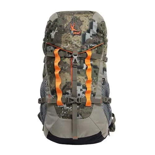 Mochila de caza Whitetail de 35 litros, camuflaje Veil, con funda acolchada para rifle o arco
