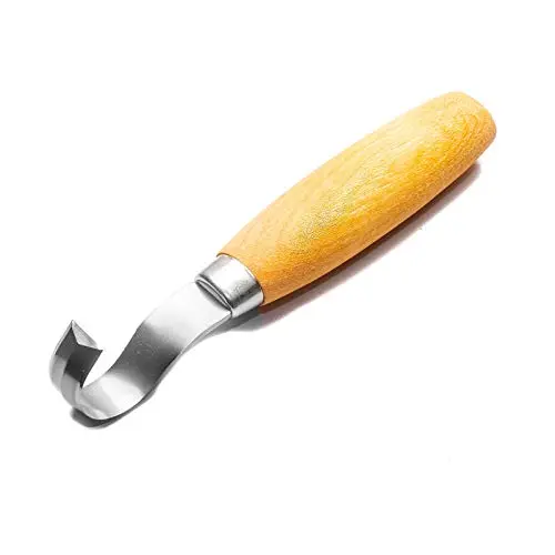 Morakniv Carving Hook 162 - Cuchillo Fijo de Tallado con Mango de Abedul Natural