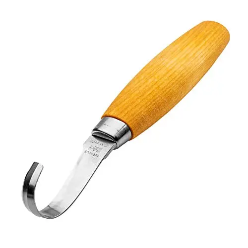 Morakniv Carving Hook 164 - Cuchillo de Tallado con Gancho, Mango de Abedul Natural, Hoja 52mm