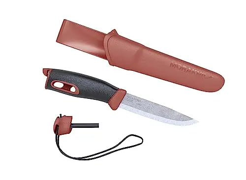 Morakniv Companion Spark Cuchillo Bushcraft con Pedernal Integrado Acero Inoxidable Rojo