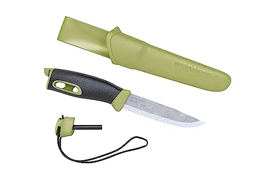 Morakniv Companion Spark Cuchillo Bushcraft con Pedernal Integrado - Acero Inoxidable Verde
