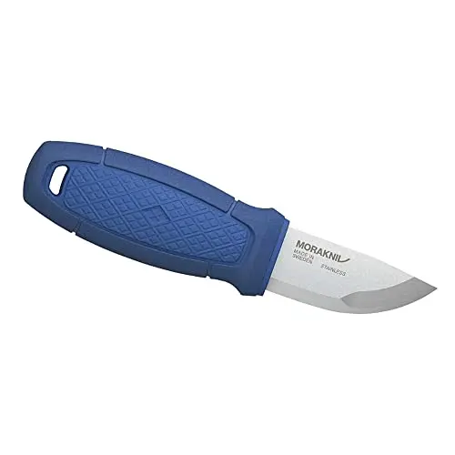 Morakniv Eldris Cuchillo de Supervivencia con Hoja Fija - Acero Sandvik 12C27, Mango Antideslizante, Incluye Funda y Pedernal