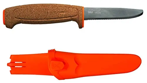 Morakniv Floating Serrated Knife Cuchillo Flotante con Hoja Serrada Naranja y Madera