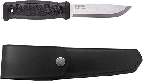 Morakniv Garberg Cuchillo Supervivencia Acero Inoxidable 14C28N con Funda Cuero Negro