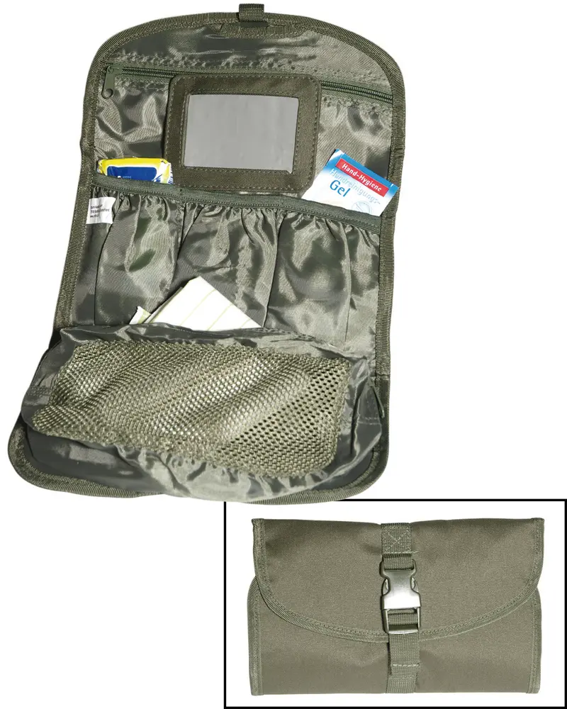 Neceser Mil-Tec Brit Toilet Bag Oliva - Neceser Militar Ultraligero para Camping y Outdoor