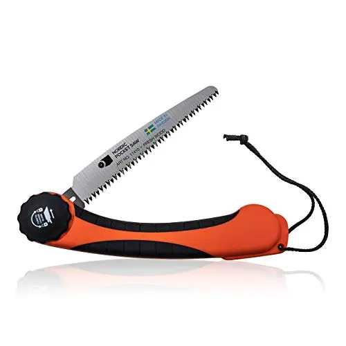 Nordic Pocket Saw Sierra Plegable - Sierra de Podar para Ramas y Arboles de Jardín - Hoja Reemplazable de 20 cm - Sierra Plegable Bushcraft - Sierra Plegable Supervivencia Acampada Senderismo