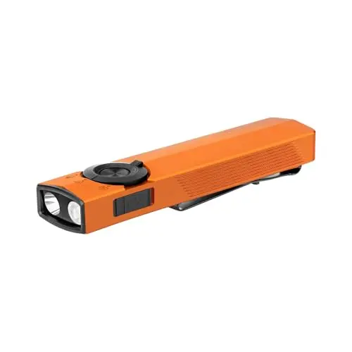 OLIGHT ArkPro 1.500 Lúmenes Linterna Plana con Luz de Inundación Pura, Concentrada, UV y Verde, con Doble Opción de Carga, Ideal para Actividades al Aire Libre, Detección y Señalización (Naranja)