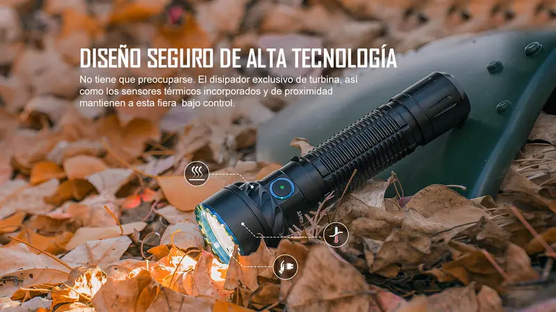 OLIGHT FREYR Linterna Táctica LED 1750 Lúmenes con Luces de Colores Rojo Verde Azul