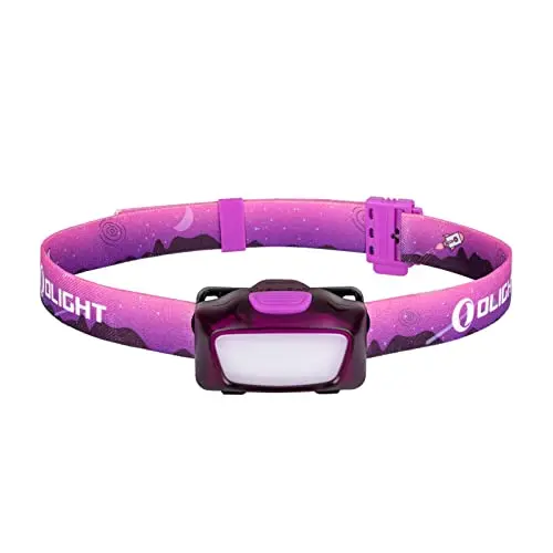 OLIGHT H05 Lite Linterna frontal LED, linterna frontal ligera de 5 modos con diadema ajustable, alimentada por 2 pilas AAA, montar a caballo (rosa)
