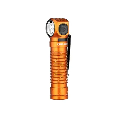 OLIGHT Linterna Perun 3 de 3.000 lúmenes, 5 modos, LED blanco y rojo, cinta elástica de cabeza (Naranja)