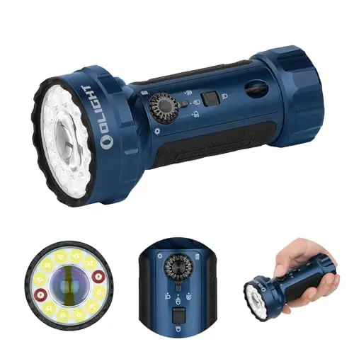 OLIGHT Marauder Mini 2 Linterna LED - 10000 Lúmenes, Alcance 750M, 5 Modos, Carga Magnética MCC & USB-C, Compacta Impermeable IPX8 para Camping Caza Emergencias Trabajo (Azul Oscuro)