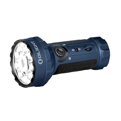 OLIGHT MARAUDER Mini | Linterna LED alta potencia con función RGB con modo luz focal y luz de inundación | 7000 lúmenes de potencia y 90.000 CD de intensidad | Carga Magnética USB | (Desert Terrain)