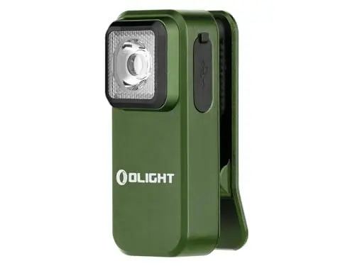 OLIGHT Oclip Linterna ángulo Recto Bicicleta, 300 LM, Luz Blanca y roja (Verde)