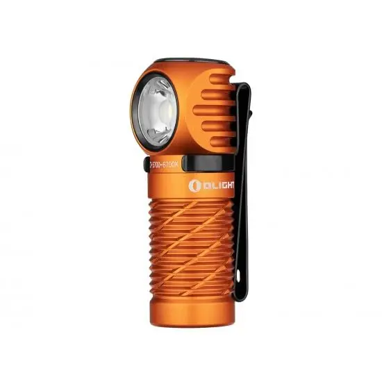 OLIGHT Perun 2 Mini, Linterna frontal LED con banda para cabeza, alcance 150 m. Luz blanca 180º (Naranja)