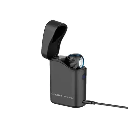 OLIGHT Perun 3 Mini Premium, Linterna LED 1250 Lúmenes, Luz Blanca y Roja, Recargable con Estuche de Carga 5000mAh, IPX8 (Negro)