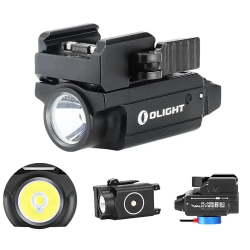 OLIGHT PL-Mini 2 Valkyrie Linterna Táctica con Riel Ajustable Carga Magnética Potente 600 Lúmenes para Caza Investigación Exterior(negro)