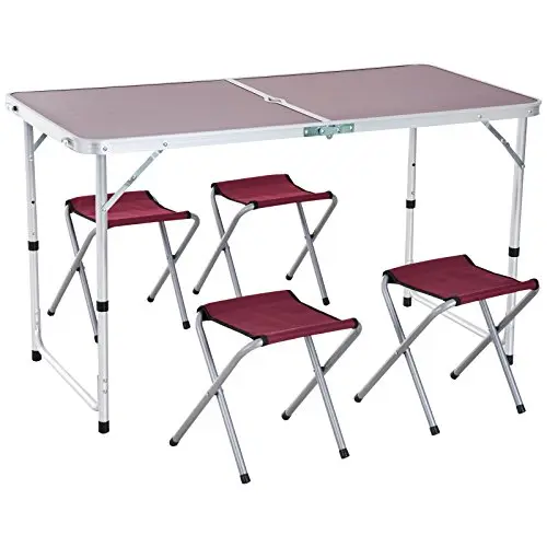 Outsunny Mesa Maleta 4 Tabures 120cm