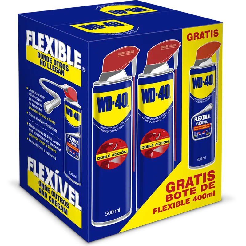 PACK WD40 DOBLE ACCION 500 ML FLEXIBLE 400 ML REGA