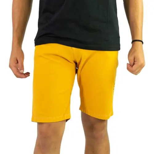 Pantalon Short Corto de Escalada Trekking Senderismo Aire Libre - Pantalón Trekking Hombre – Pantalón Escalada Elástico y Resistente - (Turia BR) (FR/ES, Letras, S, Regular, Regular, Ocre)
