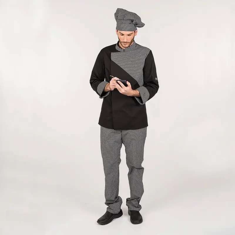 PANTALON UNISEX GOMA+CORDON CUADRO LUTOS BLANCO Y NEGRO