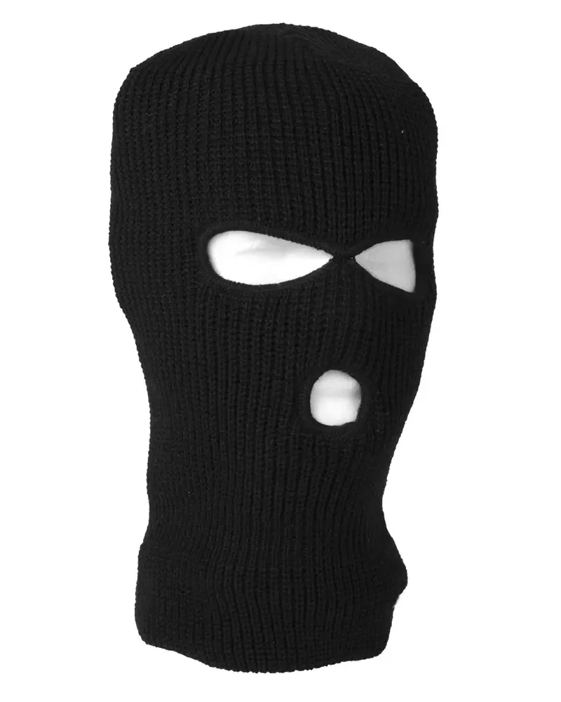 Pasamontañas Mil-Tec Poliacrílico Negro - Balaclava 3 Orificios para Deportes de Invierno