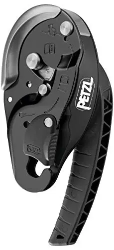 Petzl Descensor I'D S Negro - Dispositivo Autorrenante con Función Antipánico para Trabajo en Altura