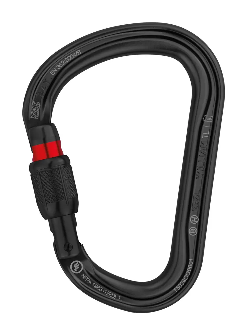 Petzl Mosquetón de Aluminio Asimétrico William Screw-Lock Negro