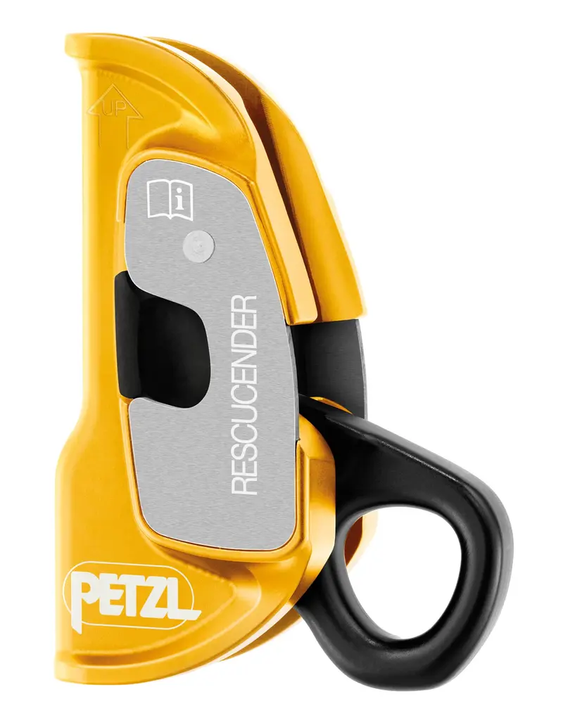 Petzl Rescuecender, Abrazadera De Cuerda Abierta Con Levas Roce Unisex, Amarillo (Yellow), Talla Única