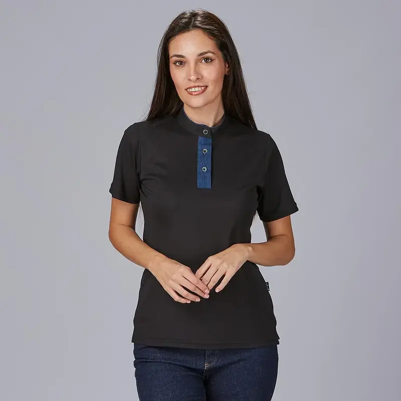 POLO MUJER CUELLO MAO TEJANO "RED LINE"