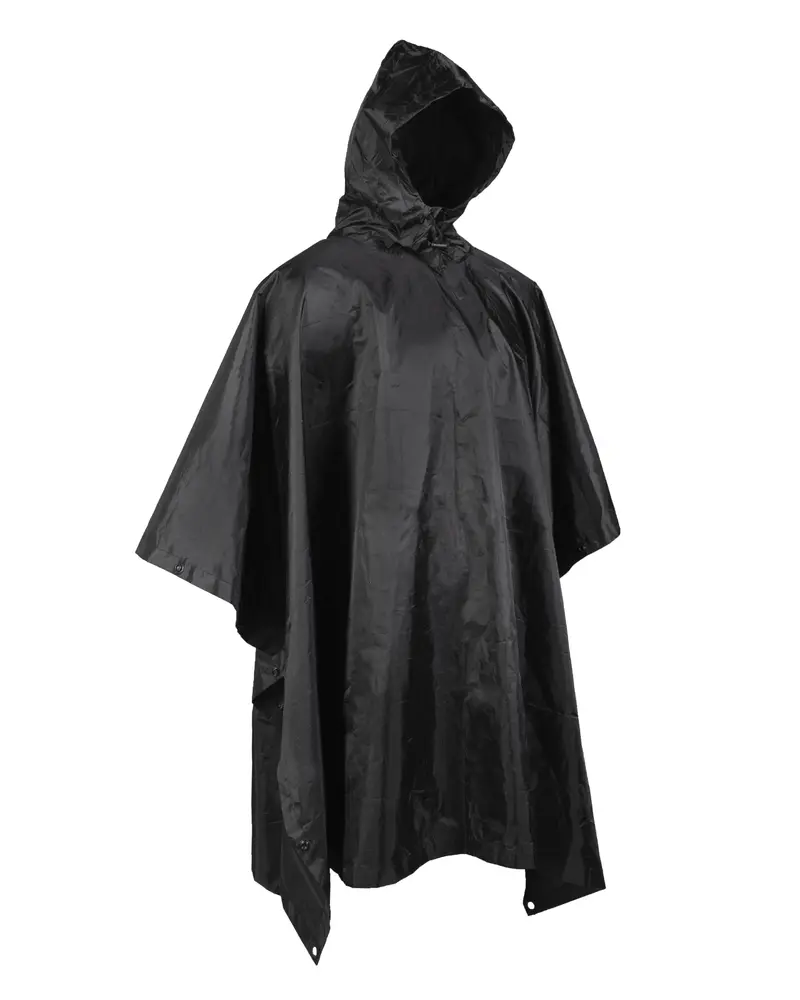 Poncho Básico Mil-Tec Schwarz - Impermeable Táctico Negro