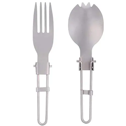 Set tenedor y cuchara plegable Spork Titanio senderismo y camping