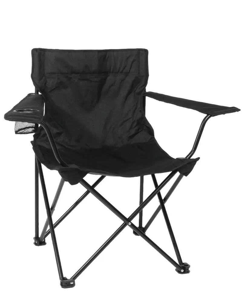 Silla Plegable Camping Mil-Tec Negra con Portavasos y Bolsa de Transporte