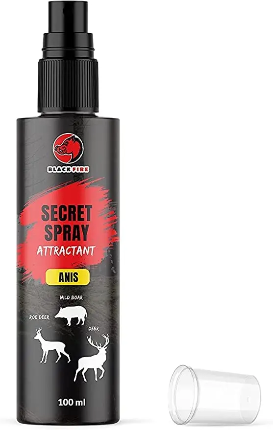 Spray Black Fire ® Spray con Aroma para jabalíes, Ciervos y corzos, Botella de 100 ml, Receta Secreta de anís - ¡Aumenta Tus Posibilidades de éxito Cuando caces!
