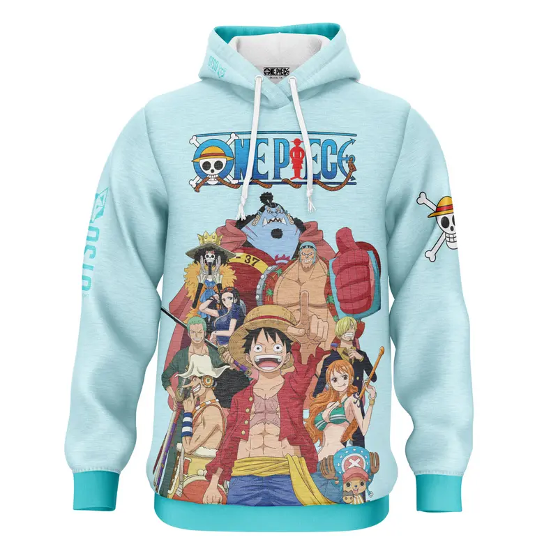 Sudadera - One piece fishman straw hat crew turquoise