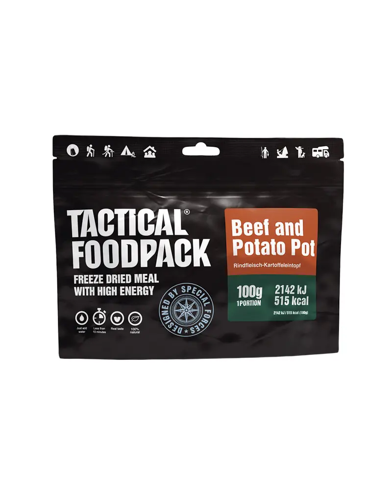 Tactical Foodpack Comida Táctica Carne con Patatas - Ración Liofilizada Ultraligera 131g