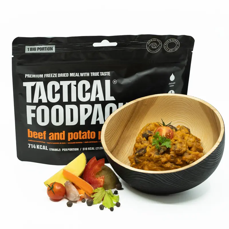 Tactical Foodpack Estofado de Ternera con Patatas - Comida Liofilizada Lista para Consumir 140g