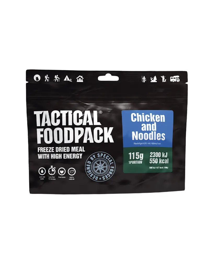 TACTICAL FOODPACK Fideos con Pollo Liofilizado - Comida Táctica Ultraligera 144g