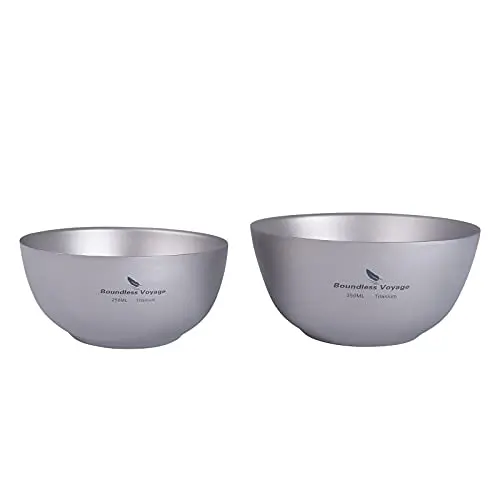 Tazón de titanio para acampar al aire libre, senderismo 250ml 350ml