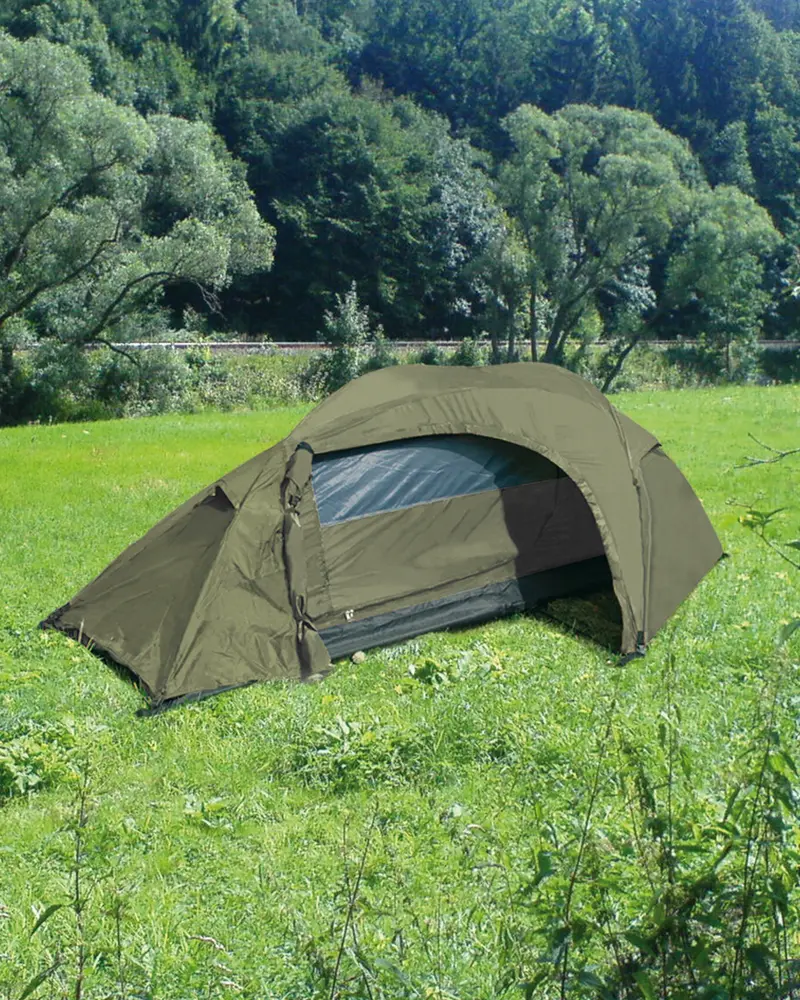 Tienda de Campaña Mil-Tec Recom Oliv - Unipersonal Ultraligera 2,5kg Color Militar
