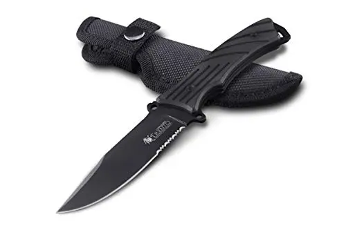 TRENTO Comando Black Zytel - Cuchillo Táctico de Supervivencia con Hoja de Acero Inoxidable