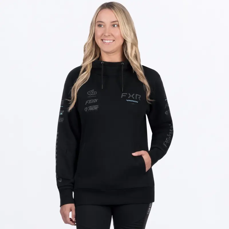 W STACK COTTON PO HOODIE 26-BLACK/MAUI BLUE