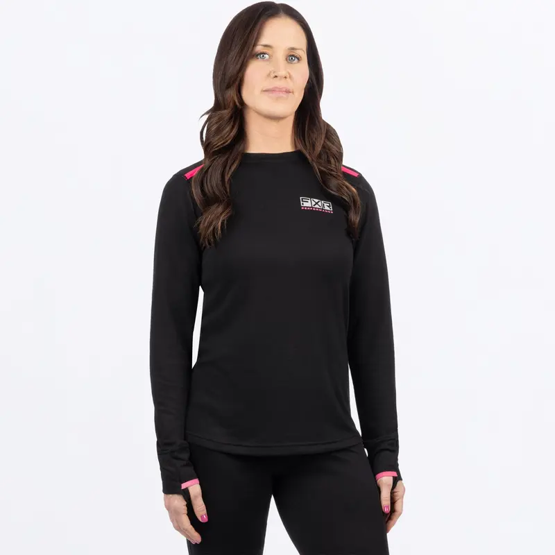 W VAPOUR MERINO LONGSLEEVE 21-BLACK/ELEC PINK
