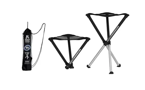 Walkstool - Modelo Comfort - Negro y Gris - Taburete Plegable 3 Pies de Aluminio - Altura del Asiento 45 cm - Taburete Plegable - Carga máxima 200 kg - Hecho en Suecia