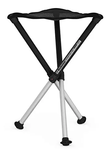 Walkstool - Modelo Comfort - Negro y Gris - Taburete Plegable 3 Pies de Aluminio - Altura del Asiento 55 cm - Taburete Plegable - Carga máxima 225 kg - Hecho en Suecia