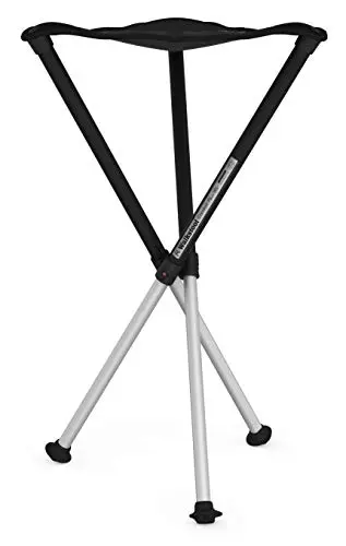 Walkstool - Modelo Comfort - Negro y Gris - Taburete Plegable 3 Pies de Aluminio - Altura del Asiento 75 cm - Taburete Plegable - Carga máxima 250 kg - Hecho en Suecia