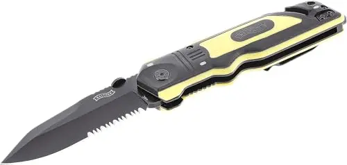 Walther Professional ERK Emergency Rescue Knife - Cuchillo de Rescate con Rompe Cristales y Cortador de Cinturones Amarillo