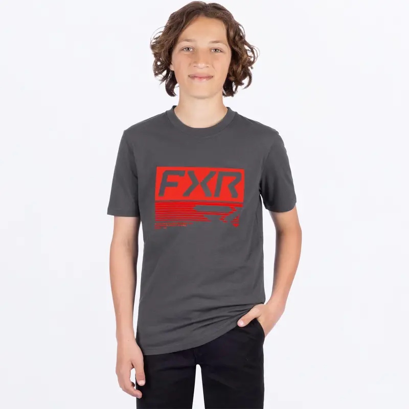 YTH ELEVATE PREMIUM T-SHIRT 26-ASPHALT/RED